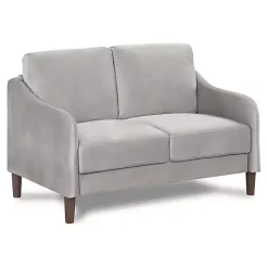 Gray Velvet Upholstered Modern Loveseat