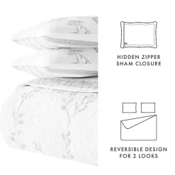 Gray Vines Reversible 3-pc. Queen Quilt Set