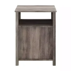 Gray Wash Grooved Door Side Table