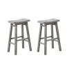 Gray Wire Brush Saddle Bar Stools, Set of 2
