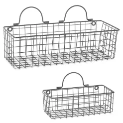 Gray Wire Wall Baskets, Set of 2