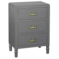 Gray Wood 3-Drawer Layla Nightstand