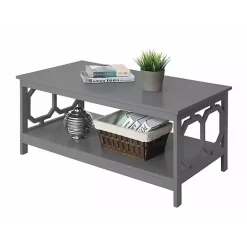 Gray Wood Geometric Sides Coffee Table