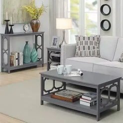 Gray Wood Geometric Sides Coffee Table