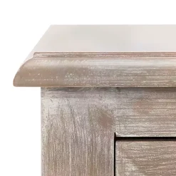 Gray Wood Side Table with Baskets