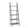 Gray Wood 5-Tier Ladder Bookshelf