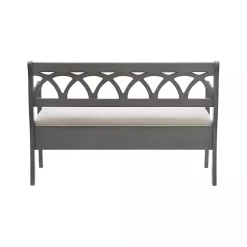 Gray Wood Upholstered Storage Bench
