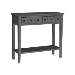 Gray Wooden Console Table with Double Drawers
