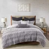 Gray Woven Jacquard California King Comforter Set