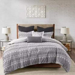 Gray Woven Jacquard California King Comforter Set