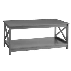 Gray X-Frame Single Shelf Coffee Table