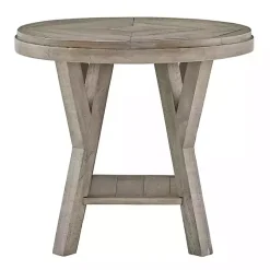 Graywash Round Reclaimed Pine Accent Table