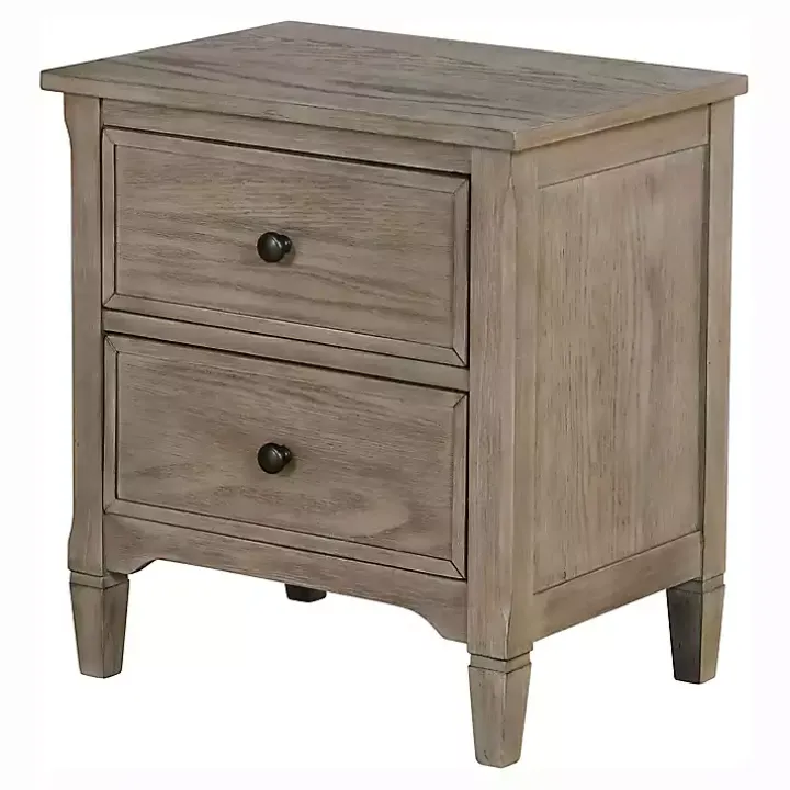 Graywash Wood 2-Drawer Lyla Nightstand