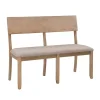 Graywash Wood Upholstered Jorissen Bench