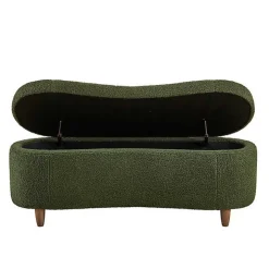 Green Boucle Flip-Top Storage Bench