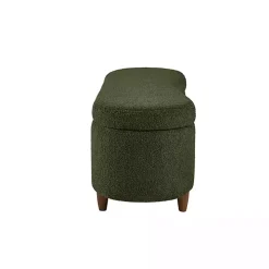 Green Boucle Flip-Top Storage Bench