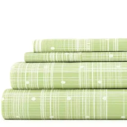Green Plaid Polka Dot 3-pc. Twin Sheet Set