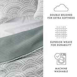 Green Scalloped Reversible 3-pc. King Quilt Set