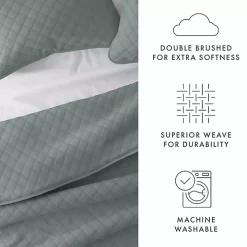 Green Stitched Diamond 3-pc. King Quilt Set