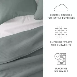 Green Stitched Stripes 3-pc. King Quilt Set