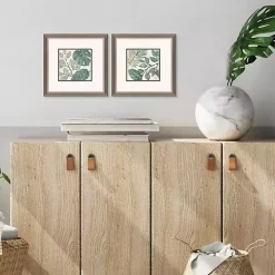 Green Summer Leaves Framed Art Prints, Set of 2