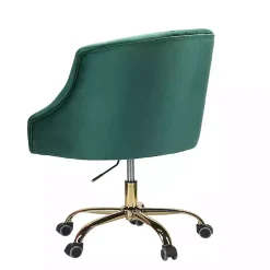 Green Velvet Tufted Golden Leg Swivel Office Chair
