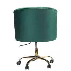 Green Velvet Tufted Golden Leg Swivel Office Chair