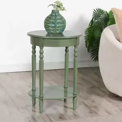 Green Wood Oval Emily Accent Table