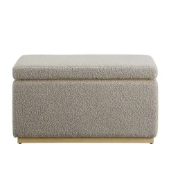 Greige Sherpa & Pine Rectangle Storage Ottoman