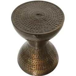 Hammered Bronze Iron Hourglass Accent Table