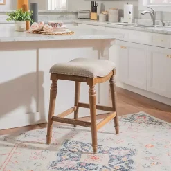 Hazelnut Upholstered Curved Seat Counter Stool