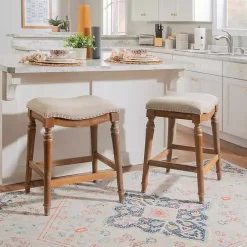 Hazelnut Upholstered Curved Seat Counter Stool