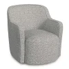 Heather Gray Boucle Swivel Barrel Accent Chair