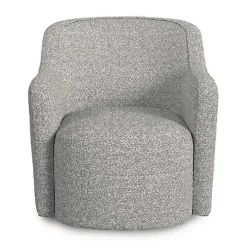 Heather Gray Boucle Swivel Barrel Accent Chair