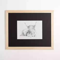 Highland Cattle Sketch Framed Art Print