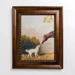 Horse and Dog Vintage Framed Art Print