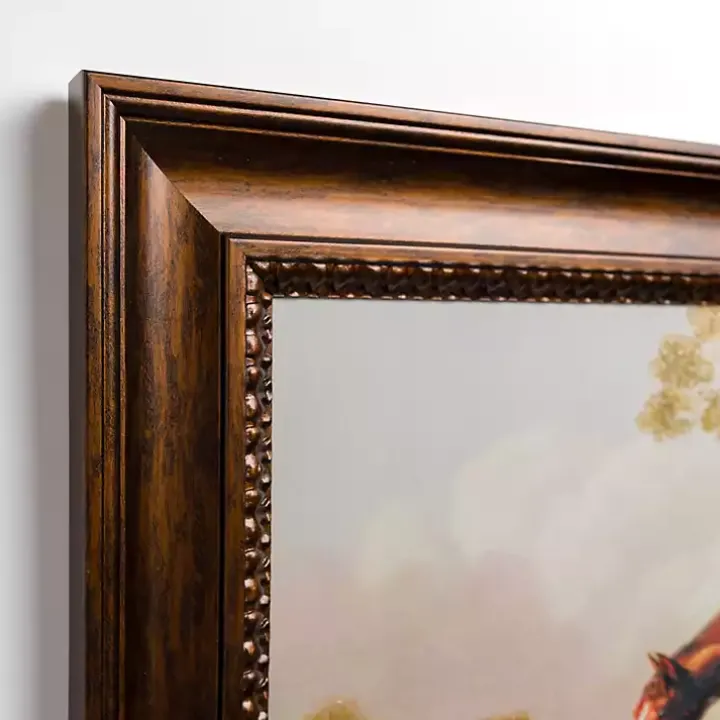 Horse and Dog Vintage Framed Art Print