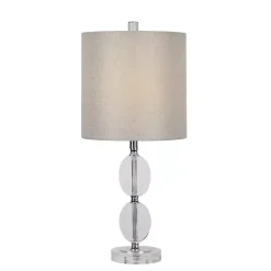 Hourglass Crystal and Silver Metal Table Lamp