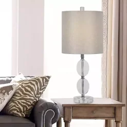Hourglass Crystal and Silver Metal Table Lamp