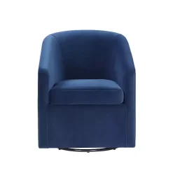 Indigo Velvet Swivel Barrel Accent Chair
