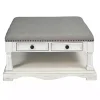 Ivory and Gray Upholstered Square Coffee Table