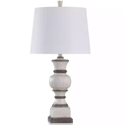 Ivory and Gray Wood Grain Table Lamp