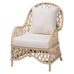 Ivory Braided Rattan Accent Chair