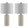 Ivory Ceramic Motif Table Lamps, Set of 2