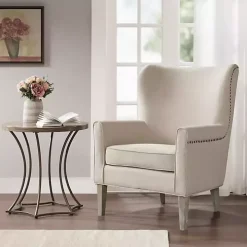 Ivory Curved Wingback Accent Chair