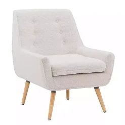 Ivory Faux Sherpa Tufted Accent Chair