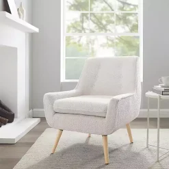 Ivory Faux Sherpa Tufted Accent Chair