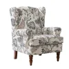 Ivory Floral Brocade Wingback Ella Armchair