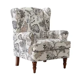 Ivory Floral Brocade Wingback Ella Armchair
