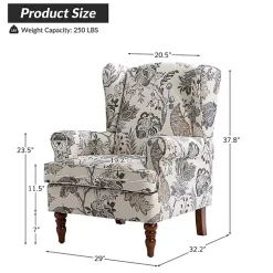 Ivory Floral Brocade Wingback Ella Armchair